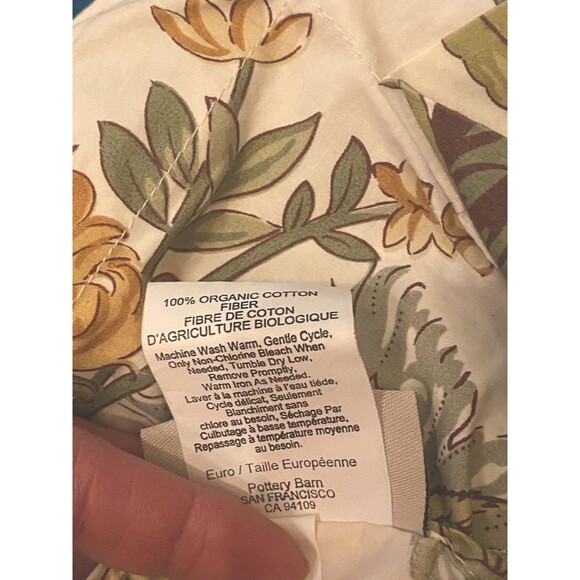 Pottery Barn Jacobean Floral Duvet Cover 3 Euro Shams Queen Sage Magnolia Rare🦩 - Picture 5 of 6